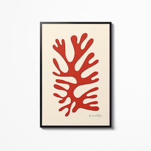 Affiche d'exposition Henri Matisse Red Coral Art, Impression murale Matisse abstraite et moderne, Décoration d'intérieur