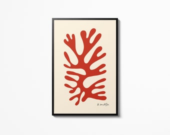 Henri Matisse Red Coral Art exhibition poster, Abstract & modern Matisse Wall Print, Home decor