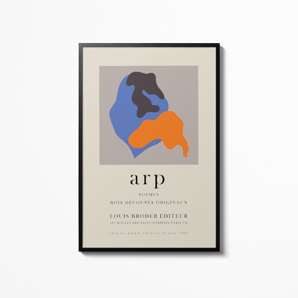 Jean Arp Abstract Poster Vintage Wall Art Exhibition Museum Gallery Hans Arp Print Wall Hanging