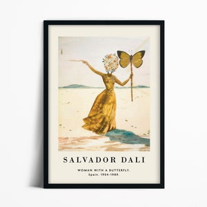 Salvador Dali Woman With A Butterfly Print Wall Hanging Surrealism Art Exhibition Poster