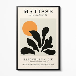 Henri Matisse Black Plant Poster Wall Art Museum Exhibition, Papiers Découpés Matisse Wall Print, Home decor