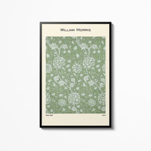 William Morris Poster Wild Tulip Muster Grüne Wand Kunst, Museum Ausstellungsplakat, Blumenmuster, Kunstdruck Gemälde Home Decor