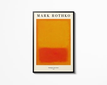 Affiche d'art mural orange Mark Rothko, impression d'exposition de musée à accrocher au mur, accessoires pour photos de décoration intérieure