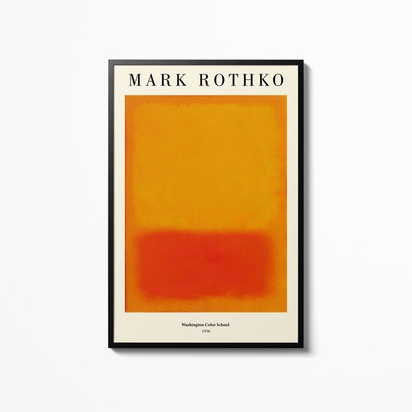 Mark Rothko Orange Poster Wall Art, Wall Hanging Museum Exhibition Print, Home Decor Picture Accessories
