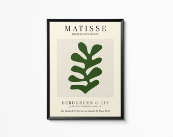 Henri Matisse Leaf Poster, Dark Green Wall Art Museum Exhibition, Papiers Découpés Matisse Wall Print, Home decor