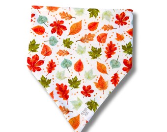 Watercolor Leaves Dog Bandana, Fall Dog Bandana, Thanksgiving Dog Bandana, Autumn Pet Bandana, Handmade Dog Accessory