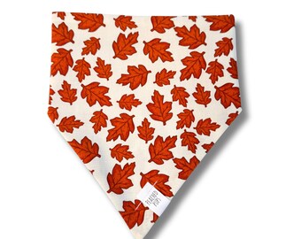 Maple Leaves Fall Dog Bandana, Thanksgiving Dog Bandana, Autumn Leaf Dog Scarf, Handmade Dog Bandana, Fall Pet Outfit