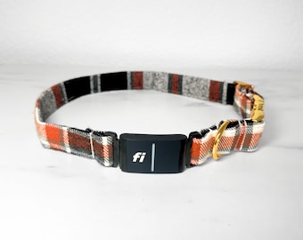 Personalisiertes kariertes Flanell-Hundehalsband für Fi GPS-Tracking