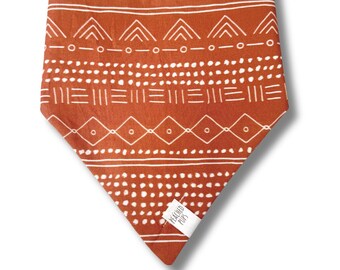 Autumn Spice Dog Bandana | Brown Aztec Boho Over the Collar
