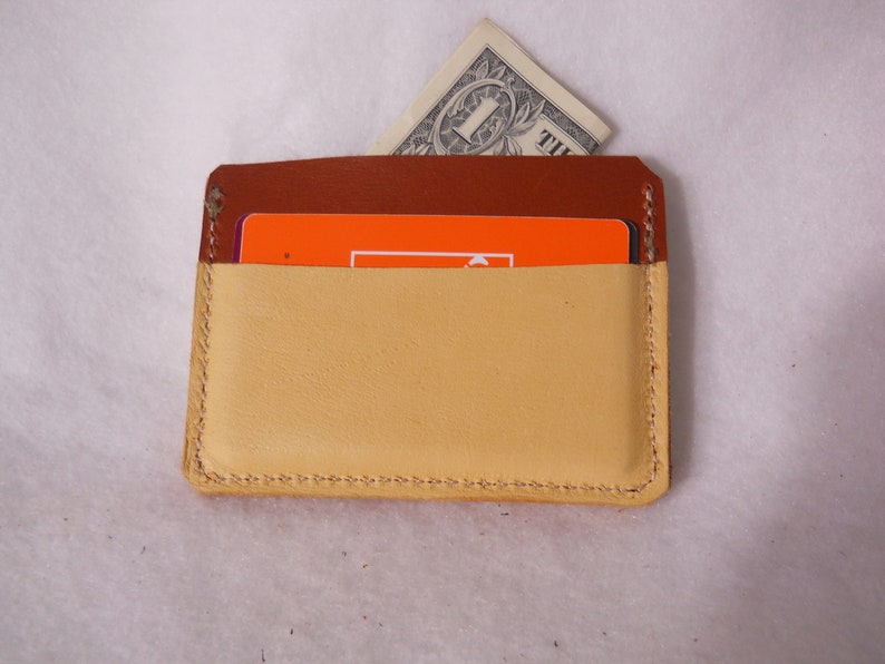 Chestnut English Bridle with Deer Skin 10 card wallet Genuine USA Leather Free Shipping USA heavy duty stitching built to last