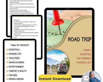 Road Trip Essential Packing List for Families | Printable Travel Packing List for Families | Vacation Packing Planner |