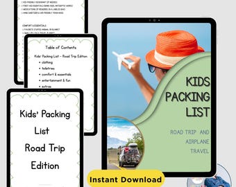 Road Trip & Airplane Packing List for Kids | Printable Travel Packing List for Kids |