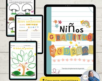 Kids Gratitude Journal Spanish Version, Kids Printable Spanish Gratitude Journal, Kids Downloadable And Printable Spanish Version Journal