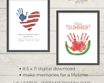 Summertime Handprint Activities for Young Children, 4th of July, Holiday, Personal Use Download,