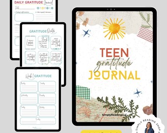 Teens Gratitude Journal, Teens Writing Journal, Journal for Teens, Monthly Journal, Gratefulness, Instant Download, 45 Pages, 5 Weeks