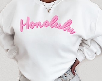 Honolulu Sweatshirt Hawaii Sweatshirt Beach Sweatshirt Trendy Crewneck Preppy Sweatshirt Retro Sweatshirt Trendy Clothes Aesthetic Clothes