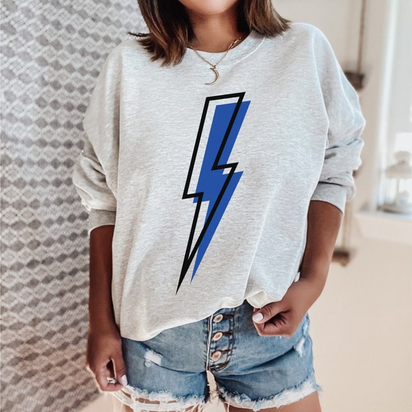 Blue Lightning Bolt Sweatshirt Preppy Crewneck Lightening Bolt Trendy Sweatshirt Lightning Sweater Preppy Sweatshirt Lightning Sweatshirt