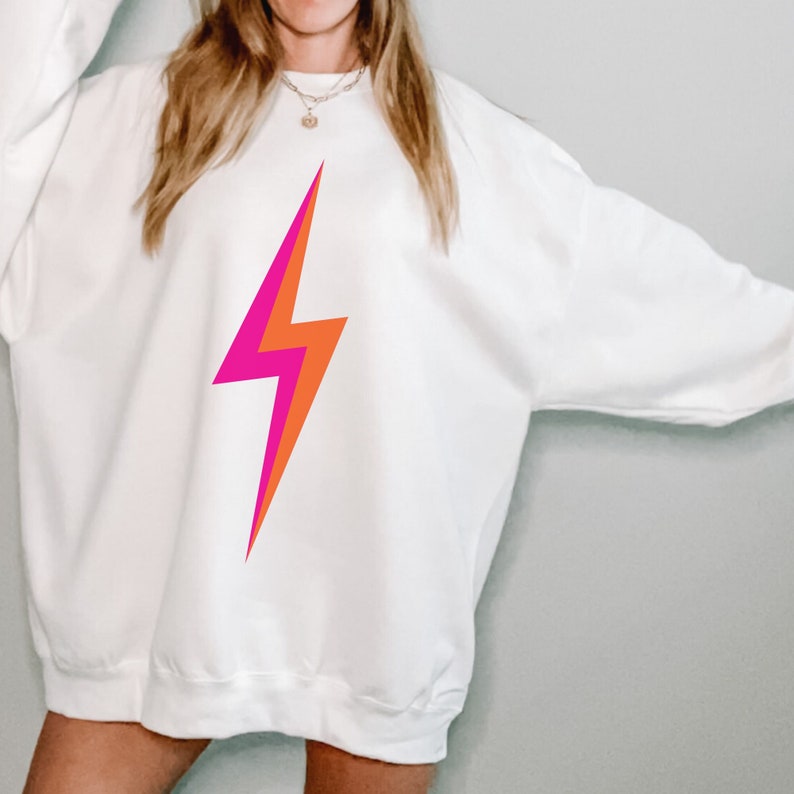 Lightning Bolt Sweatshirt Trendy Crewneck Preppy Sweatshirt Etsy
