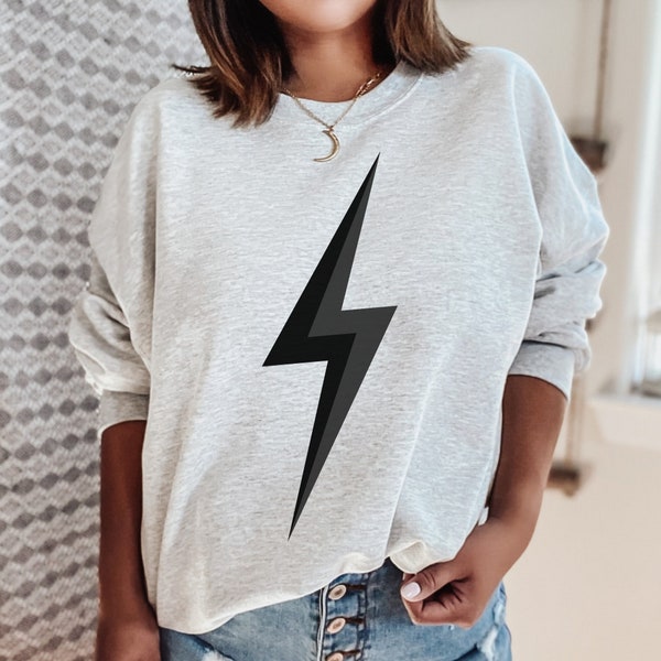 Trendy Lightning Bolt Sweatshirt Lightening Bolt Shirt Trendy Crewneck College Sweatshirt Loungewear Top Trendy Sweatshirt Preppy Sweatshirt