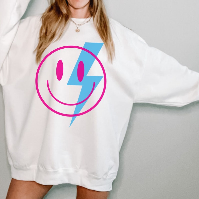 Lightning Bolt Sweatshirt Trendy Crewneck Preppy Sweatshirt Etsy