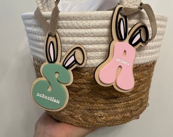 Easter Basket Tag | Bunny Name Tag | Initial Name Tag | Bunny Ears | Easter Bunny | Kids Basket | Gift Idea | Custom Name Tag