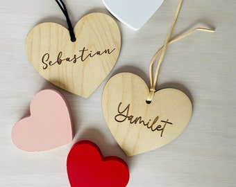 Valentine's Basket Tag | Kinder Valentinstag | Lasergravierte | HerzKorbTag | Herz Geschenkanhänger | Holz Geschenkkorb Anhänger | Valentinstag