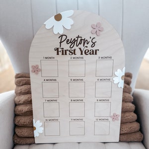 Mi tablero de fotos de primer año / Tablero de madera para fotos de bebés / Tablero de fotos de un año / Decoración del primer año / Hito para un año de edad