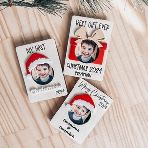 Cadre photo de Noël aimanté | aimant photo pour réfrigérateur | Images du Père Noël pour les enfants | Photo de Noël à offrir | Magnet photo pour Noël