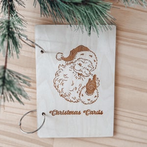 Guardião de cartão de Natal | Porta-cartões de Papai Noel gravado | Porta-cartões de Natal | Cartões de Natal Passado | Papai Noel vintage | Correio de Natal |