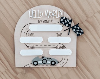 Race Car Baby Birth Stats | Racing Baby Boy Sign | Race Car Baby Sign | Hospital Birth Stat Sign | Baby Shower Gifts | Gifts for baby Boy