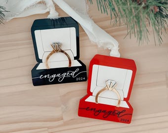 Engaged Ornament | Couples Ornament | Custom Ornament | Christmas Ornament | Christmas Tree Decor | Just Engaged | Ring Box Ornament | Decor