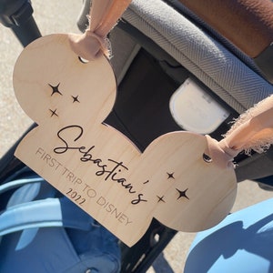 Theme Park Stroller Tag | Mouse Inspired Stroller Tag | Laser Engraved | Personalized Name Tag | Stroller Identifier | Stroller Spotter