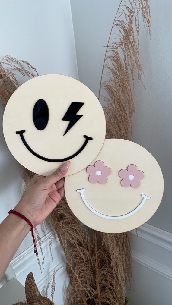 Retro Smiley Face Sign | Kids Room Decor | Retro Wooden Signs | Nursery Decor | Retro Vibes Decor | Groovy Kids Room Decor
