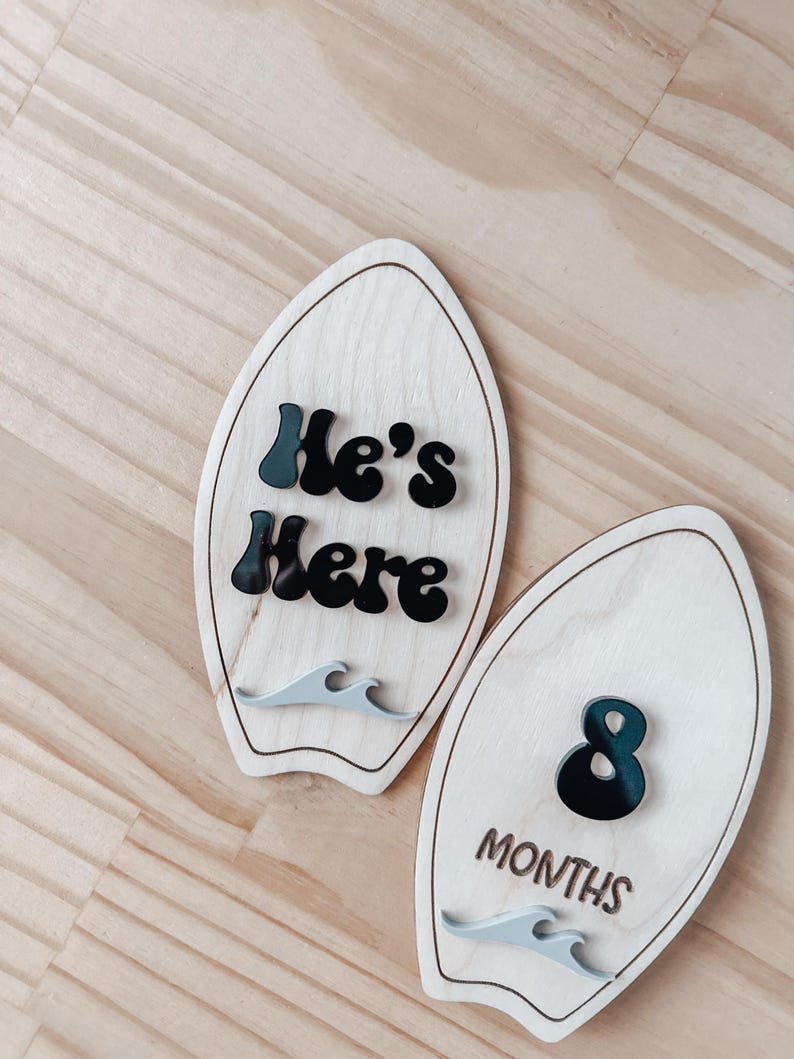 Surf Milestone Sign for Baby | Baby Boy Gift | Monthly Baby Picture ...