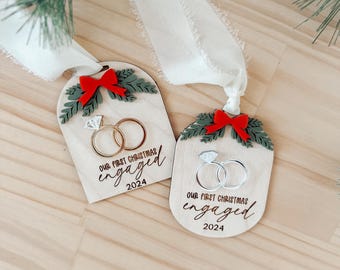 First Christmas Engaged Ornament | Couples Gifts| Custom Ornament | Christmas Ornament | Christmas Tree Decor | Just Engaged |