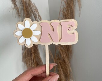 Daisy One Cake Topper / Retro Groovy Party Decor / Primo Compleanno Torta Topper / Daisy Theme Party Decor / Groovy arredamento Idee / Toddler Party