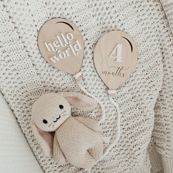 Personalisierter Meilenstein-Schild aus Holzballons für Babys – Monatliches Schild