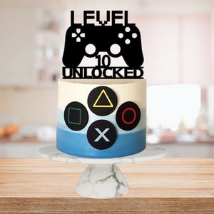 Level 10 Unlocked Gaming Cake Topper and Remote Buttons SVG & PNG files, Digital Files for cutting machines.