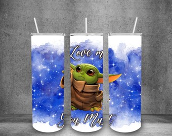 Grogu- Ámame, debes Baby Yoda 20oz Sublimation Wrap PNG, Recto y Cónico, Descarga Digital