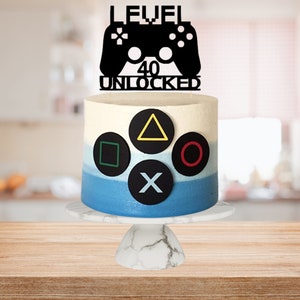Level 40 Unlocked Gaming Cake Topper and Remote Buttons SVG & PNG files, Digital Files for cutting machines.