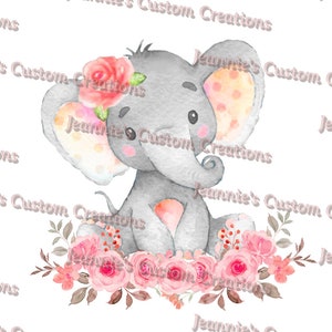 Baby Girl Elephant PNG Desings, Sublimation, Digital Print, PNG Download, Wall Art, Stickers, Cut File