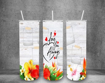 Te amo siempre - Polaroid 20oz Sublimation Tumbler PNG, Straight & Tapered PNG, Descarga digital