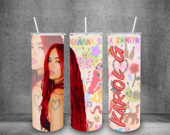 Karol G Red - Mañana Sera Bonito Sublimación 20oz Vaso PNG, Recto y Cónico, Archivos digitales.