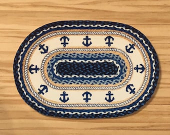 Dollhouse Miniature Blue Anchor Velvet Rug - 1:12 scale