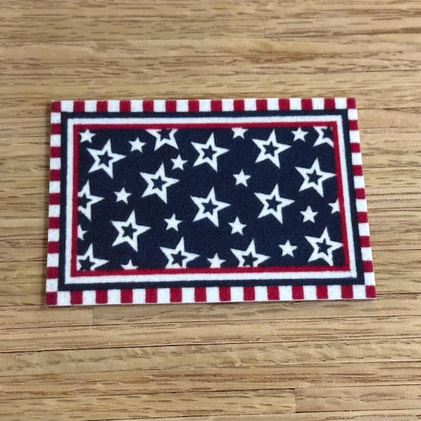 Dollhouse Miniature Independence Day - 4th of July Velvet Rug Doormat 1:12 scale