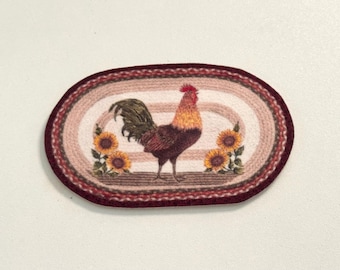 Dollhouse Miniature Velvety Kitchen Rug Rooster 1:12