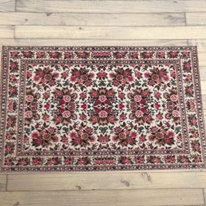 Dollhouse Miniature - Pink Floral Rug - 1:12 scale