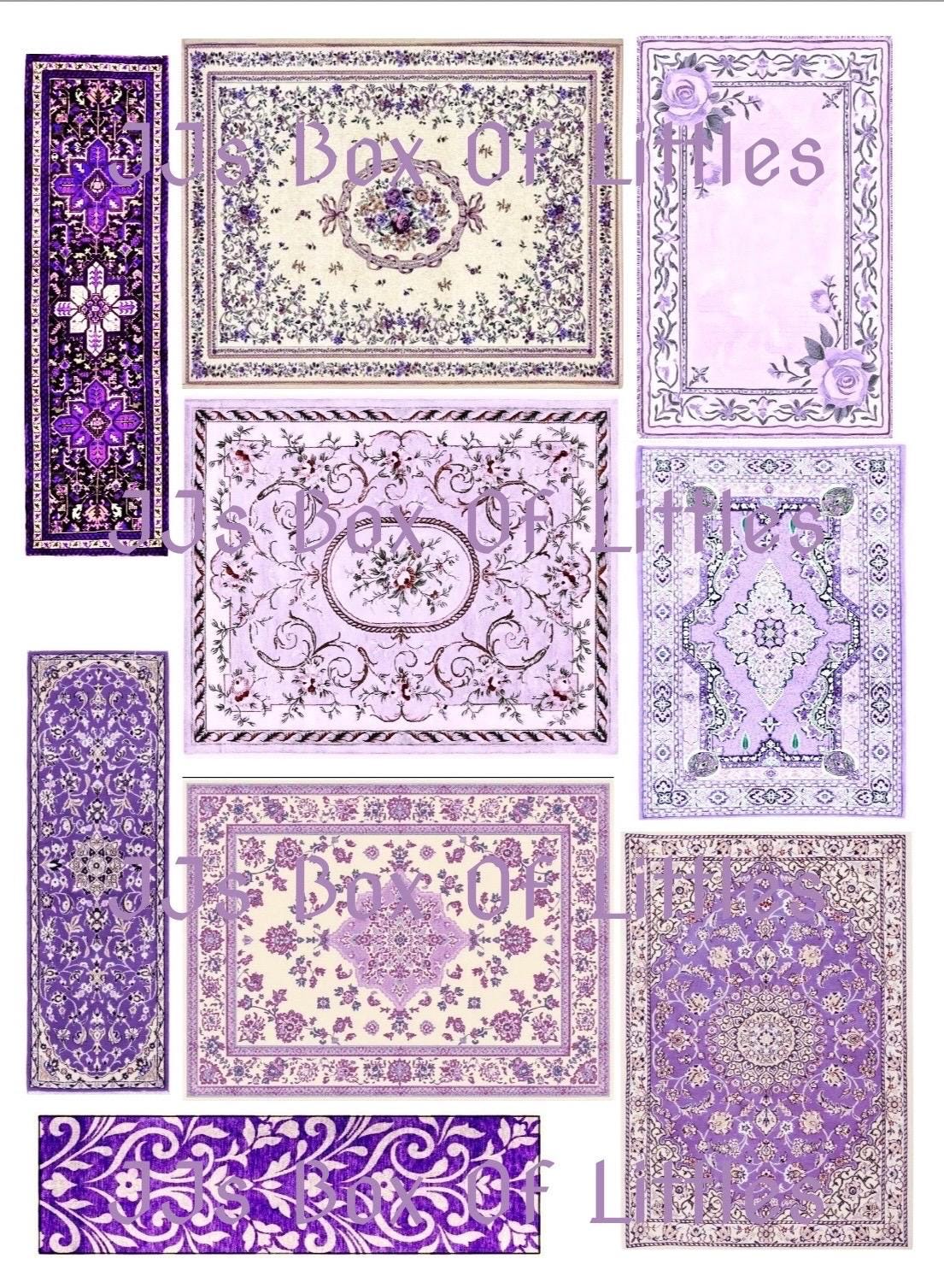 Miniature Rug Print 1:24 Dollhouse Miniature Digital Download - Purple Rugs Printable ...