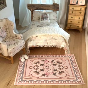 Dollhouse Miniature - Pink Floral Rug - 1:12 scale
