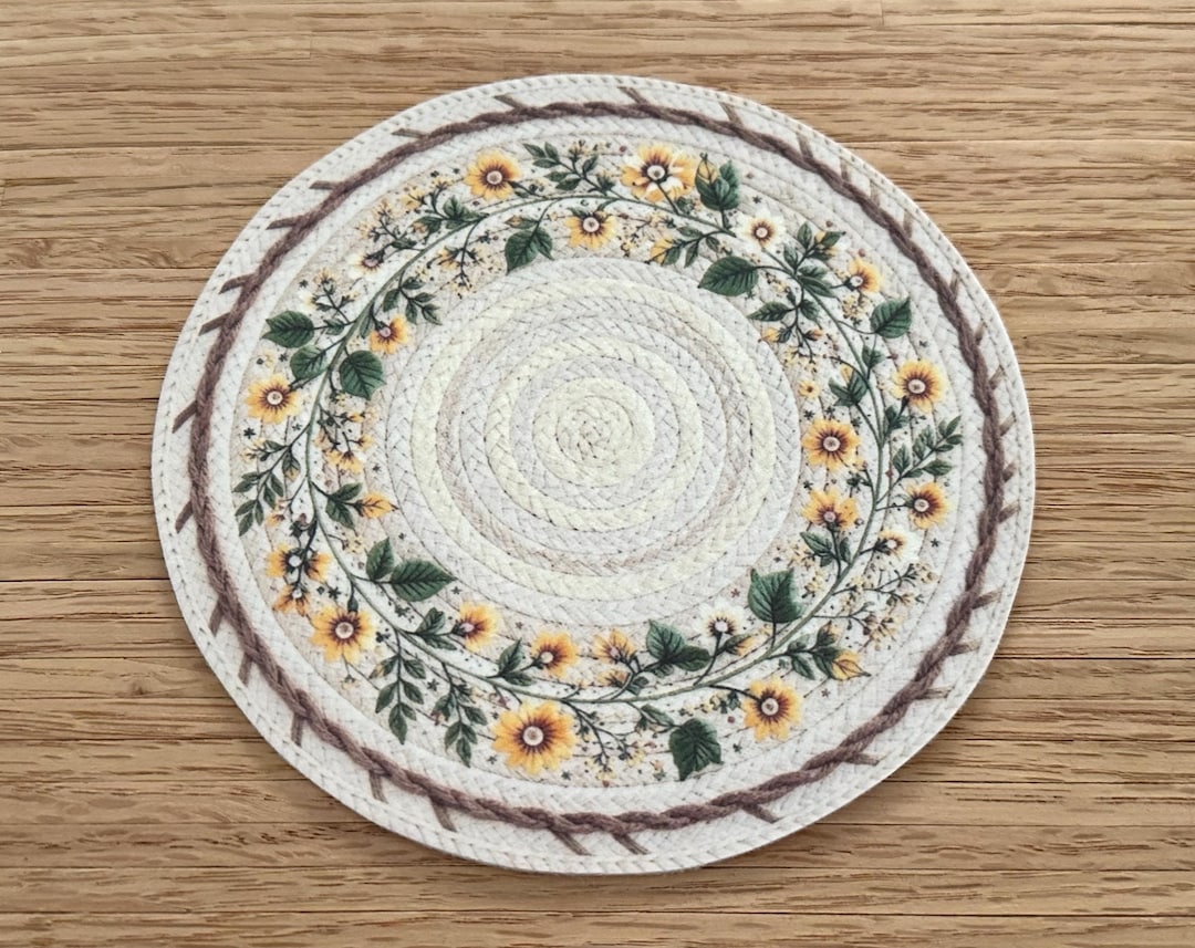 Dollhouse Miniature Yellow Floral Round Rug - 1:12 Scale - Etsy